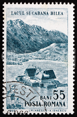 Postage stamp Romania 1964 Lake Bilea and Cottage
