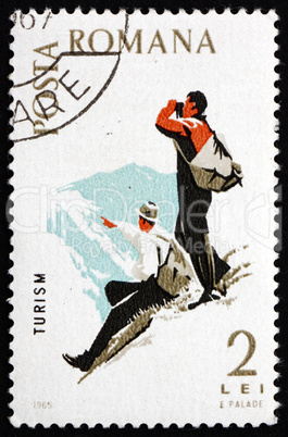 Postage stamp Romania 1965 Mountaineering, Spartacist Games Postage stamp Romania 1965 Mountaineering, Spartacist Games