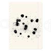 Brush blot on  exercise book in line. Vector illustration.