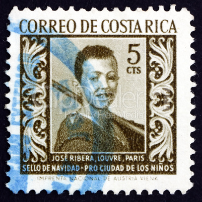 Postage stamp Costa Rica 1959 Boy, Painting by Jose Ribera