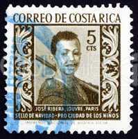 Postage stamp Costa Rica 1959 Boy, Painting by Jose Ribera