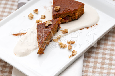 fresh healthy carrots and walnuts cake dessert