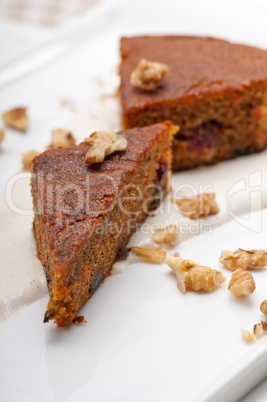 fresh healthy carrots and walnuts cake dessert