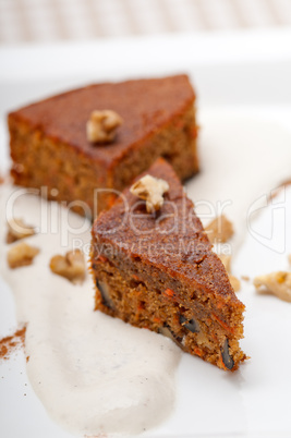 fresh healthy carrots and walnuts cake dessert