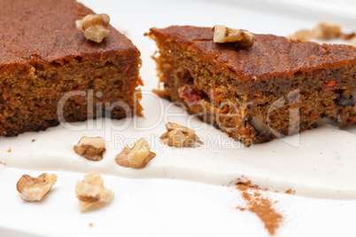 fresh healthy carrots and walnuts cake dessert