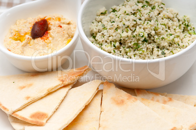 taboulii couscous with hummus