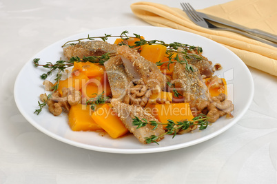 herring in breadcrumbs with pumpkin