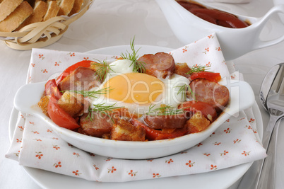 stew with sausage and egg