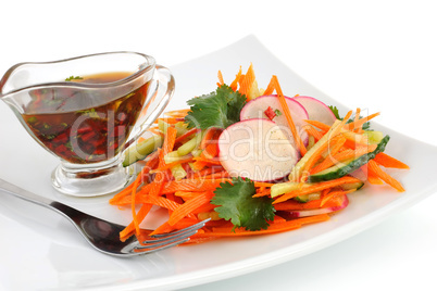 salad with carrot, cucumber and radish