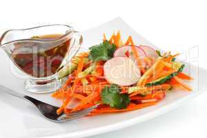 salad with carrot, cucumber and radish