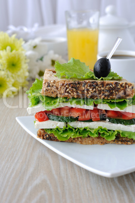 sandwich with cheese and vegetables