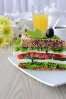 sandwich with cheese and vegetables