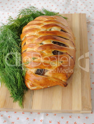 meatloaf with egg and greens in the test