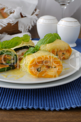 zucchini rolls stuffed with cheese