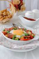 stew with sausage and egg