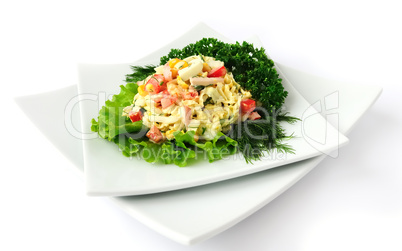 a salad of corn and chinese cabbage