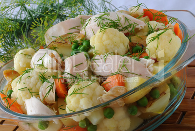 boiled vegetables with chicken