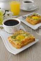 Toast with egg and cheese with dill