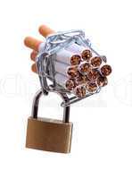 cigarettes with chain and padlock