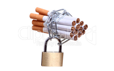 cigarettes captured with chain and padlock