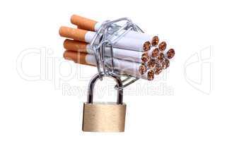 cigarettes captured with chain and padlock