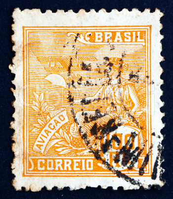 Postage stamp Brazil 1926 Allegory of Aviation
