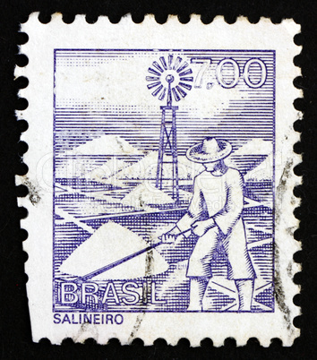 Postage stamp Brazil 1977 Salt Mine Worker
