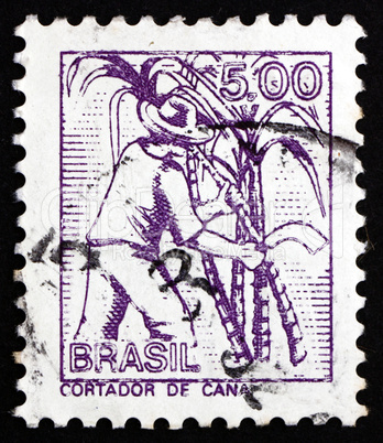 Postage stamp Brazil 1977 Sugar Cane Cutter