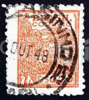 Postage stamp Brazil 1947 Wheat Harvesting Machinery