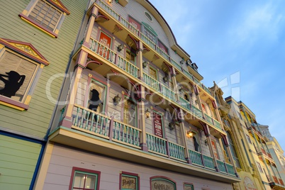 Retro antique building facade