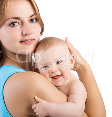 happy mother with baby