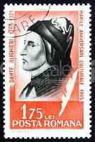 Postage stamp Romania 1965 Dante Alighieri, Italian Poet