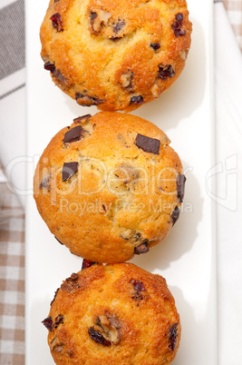 fresh chocolate and raisins muffins