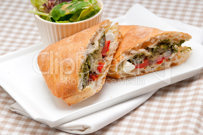 ciabatta panini sandwichwith vegetable and feta