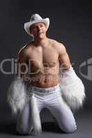 Dancer in white cowboy costume