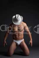 Sexy cowboy in white hat