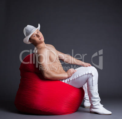 Sexy cowboy in studio