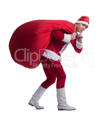 Young Santa with bag