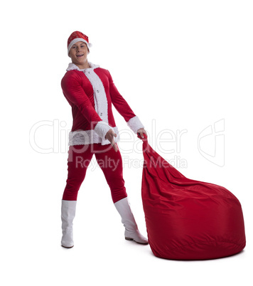 Young Santa with red bag
