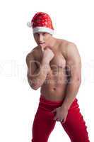 Sexy man in erotic christmas costume isolated