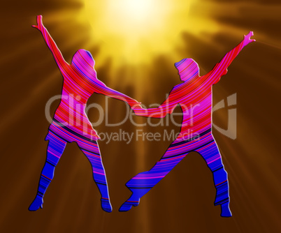 3D Color And Spotlight Dancing Couple 70s