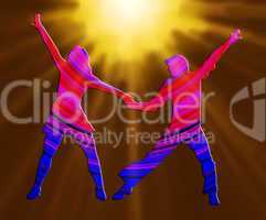 3D Color And Spotlight Dancing Couple 70s