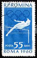 Postage stamp Romania 1960 High Jump, Olympic sports, Roma 60