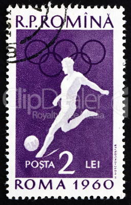 Postage stamp Romania 1960 Soccer, Olympic sports, Roma 60