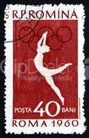 Postage stamp Romania 1960 Gymnastics, Olympic sports, Roma 60