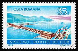 Postage stamp Romania 1970 Iron Gate Power Station, Danube