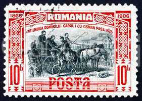 Postage stamp Romania 1906 Prince Carol and Osman Pasha