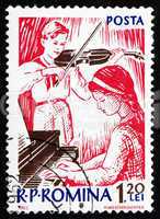 Postage stamp Romania 1962 Girl and Boy Playing