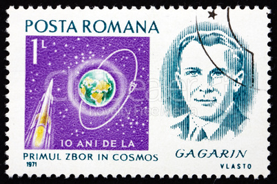 Postage stamp Romania 1971 Yuri Gagarin, Astronaut