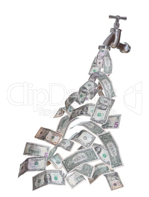 dollars flowing out of faucet